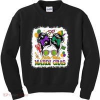 Mardi Gras Messy Bun Girl Women Kids Sweatshirt thumb 0