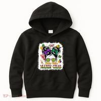 Mardi Gras Messy Bun Girl Women Kids Hoodie thumb 0