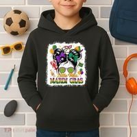 Mardi Gras Messy Bun Girl Women Kids Hoodie thumb 2