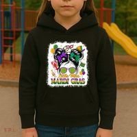 Mardi Gras Messy Bun Girl Women Kids Hoodie thumb 3