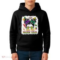Mardi Gras Messy Bun Girl Women Kids Hoodie thumb 4