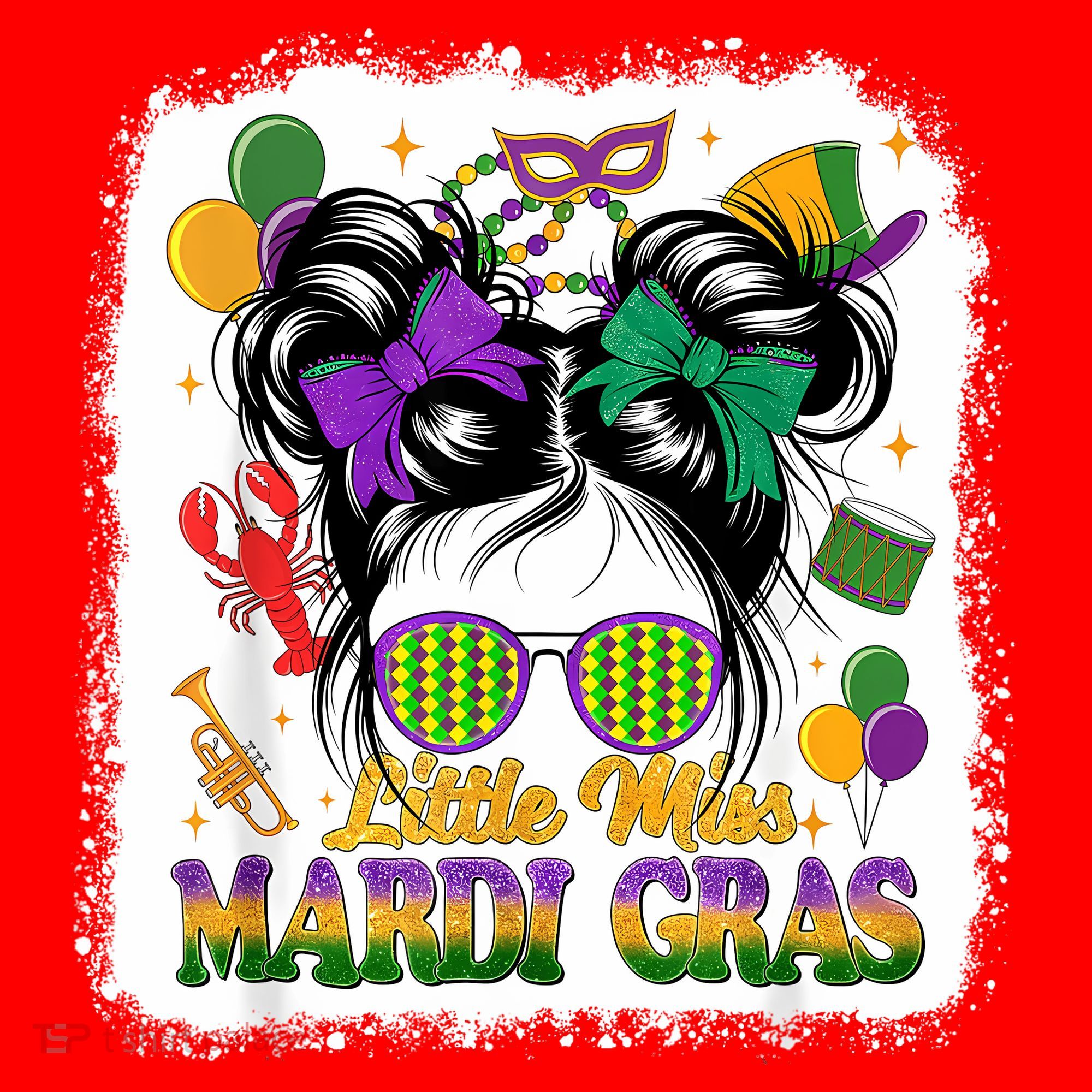 Mardi Gras Messy Bun Girl Women Santa Hat