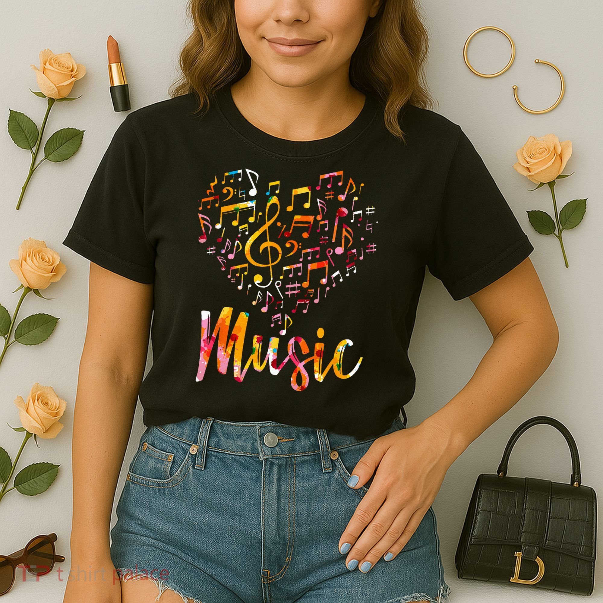 Musician Gift Musical Instrument Music Notes Treble Clef Comfort Colors Boxy T-Shirt