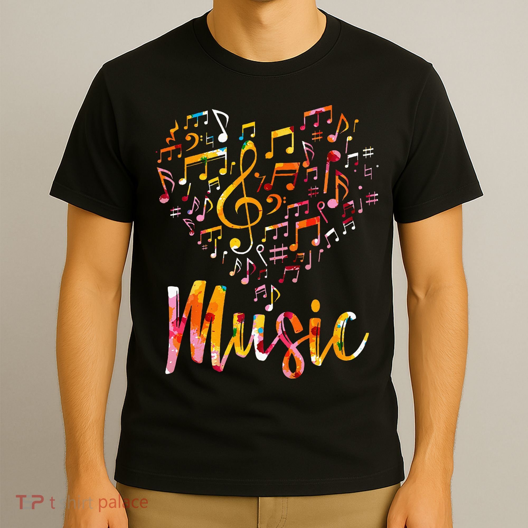 Musician Gift Musical Instrument Music Notes Treble Clef T-Shirt