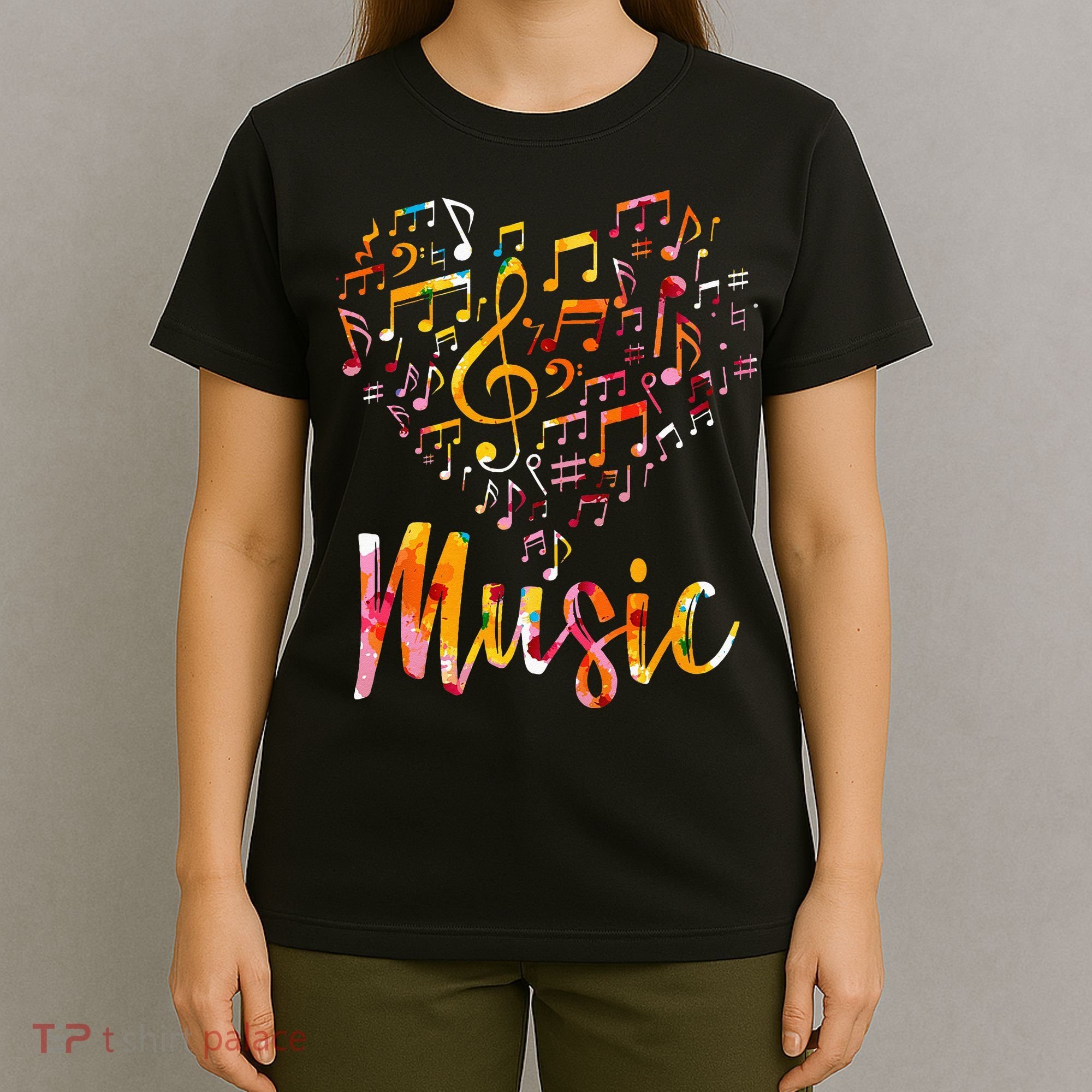 Musician Gift Musical Instrument Music Notes Treble Clef T-Shirt