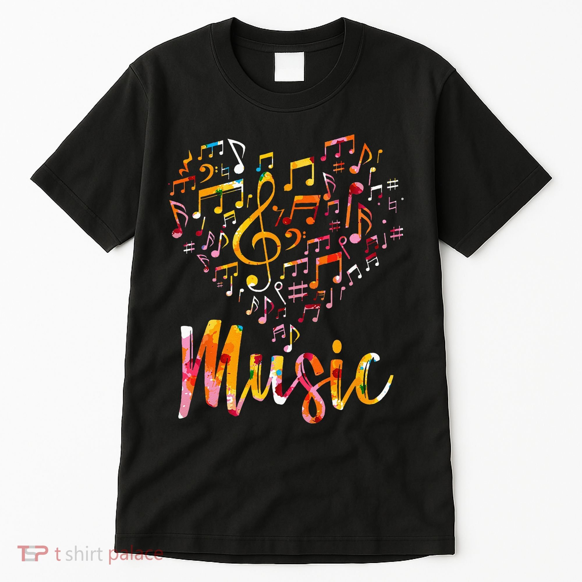 Musician Gift Musical Instrument Music Notes Treble Clef Tall T-Shirt