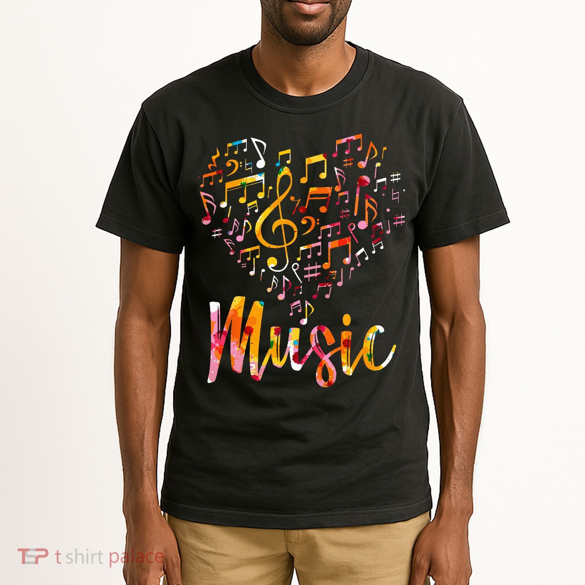 Musician Gift Musical Instrument Music Notes Treble Clef Tall T-Shirt