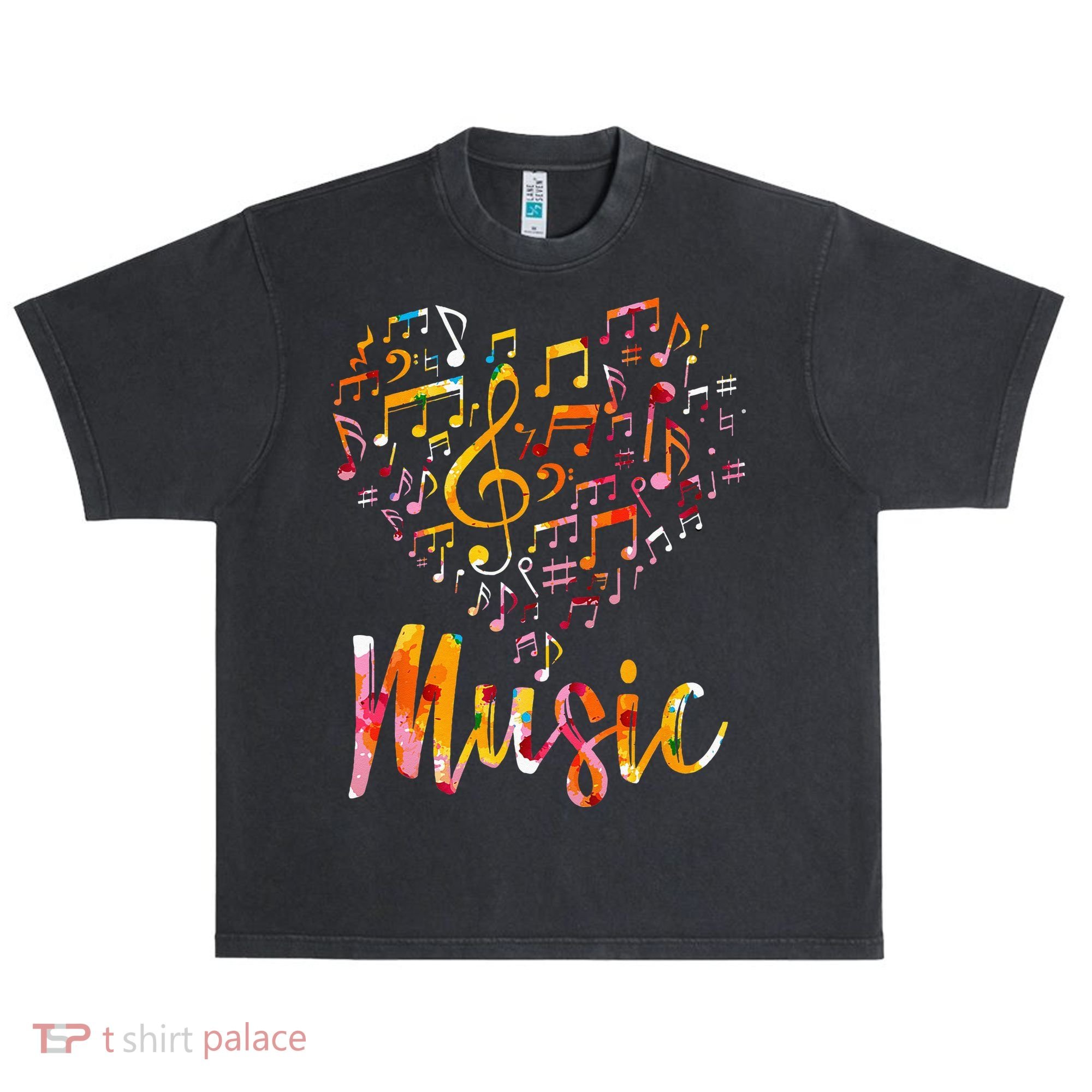 Musician Gift Musical Instrument Music Notes Treble Clef Urban Oversized Heavyweight T-Shirt