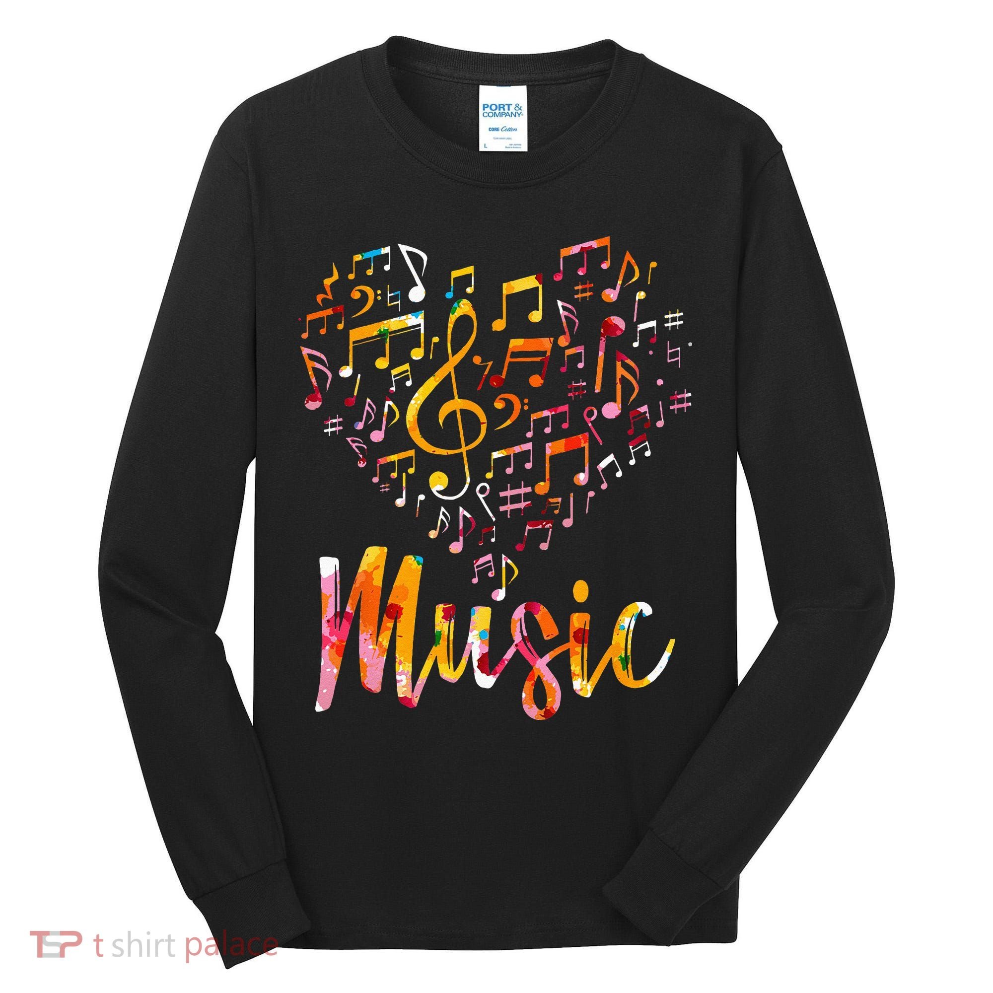 Musician Gift Musical Instrument Music Notes Treble Clef Tall Long Sleeve Shirt