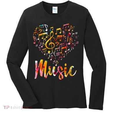 Musician Gift Musical Instrument Music Notes Treble Clef Women's Long Sleeve Shirt
