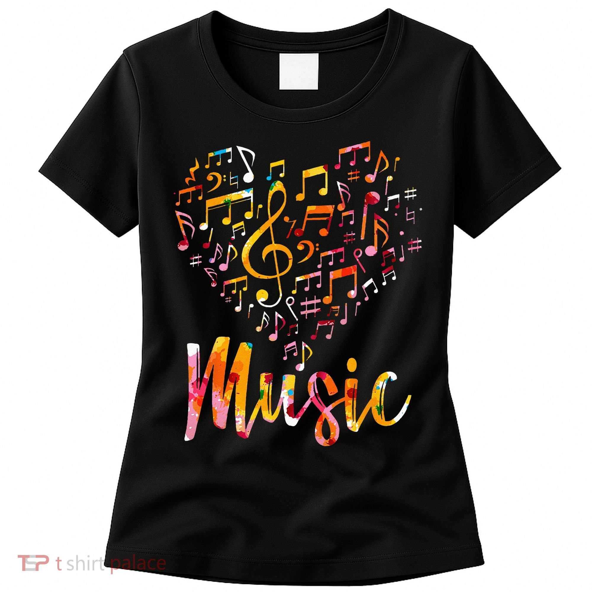 Musician Gift Musical Instrument Music Notes Treble Clef Women's T-Shirt