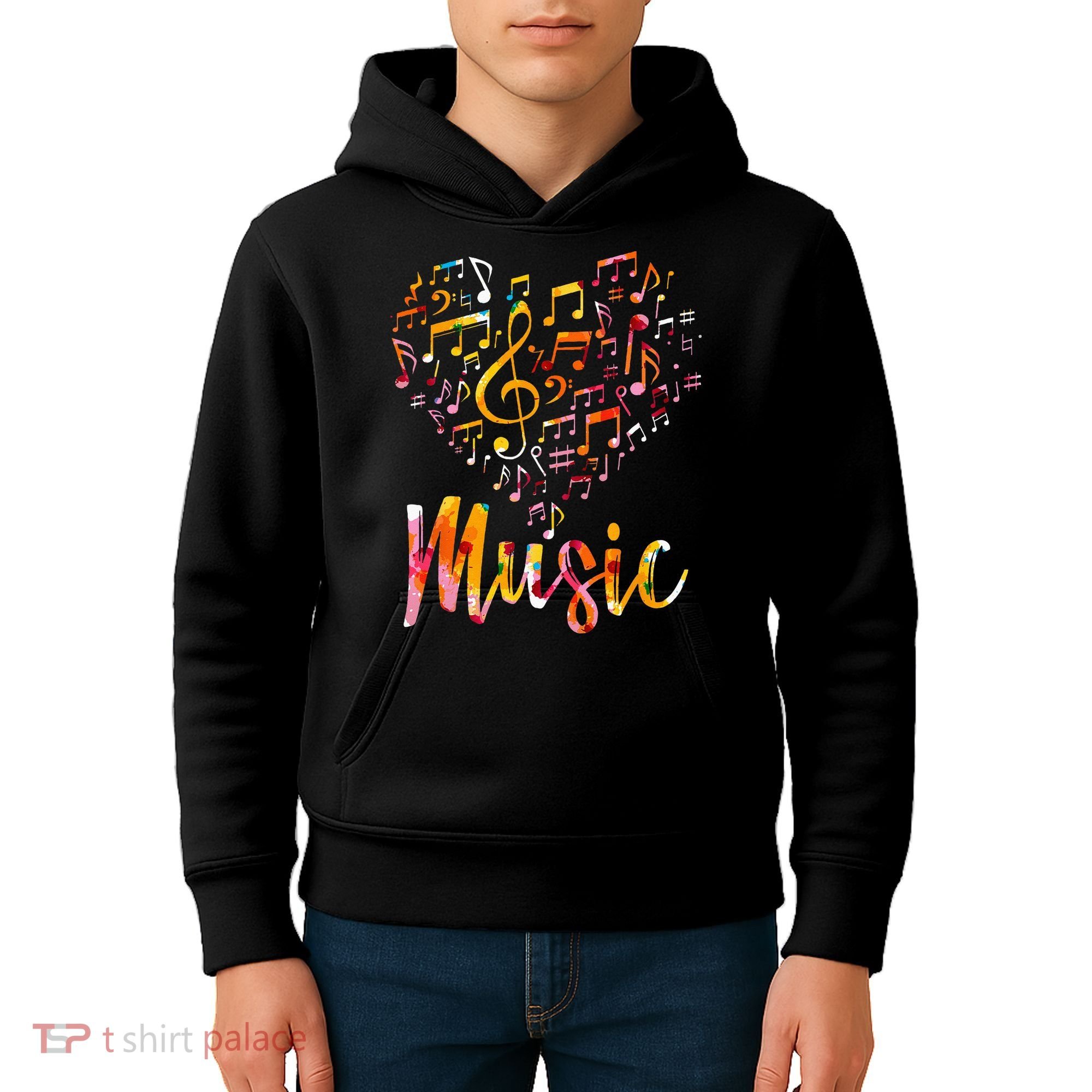Musician Gift Musical Instrument Music Notes Treble Clef Kids Hoodie