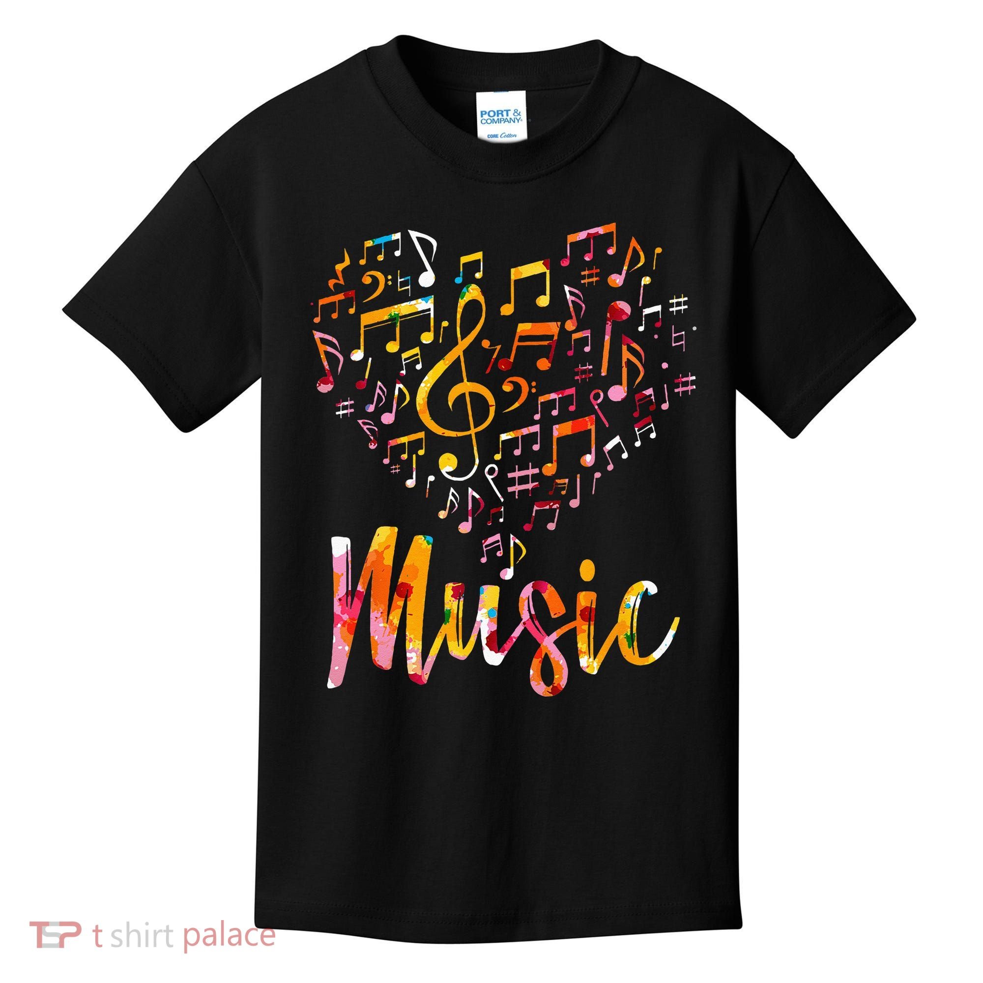 Musician Gift Musical Instrument Music Notes Treble Clef Kids T-Shirt
