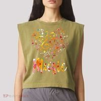 Musician Gift Musical Instrument Music Notes Treble Clef Garment-Dyed Women's Muscle Tee thumb 2
