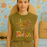 Musician Gift Musical Instrument Music Notes Treble Clef Garment-Dyed Women's Muscle Tee thumb 4
