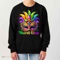 Mardi Gras Mask Feather Party Mardi Gras Carnival Mask Fleur De Lis Women's Sweatshirt thumb 0