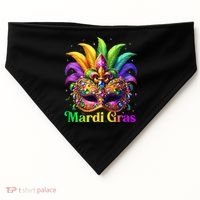 Mardi Gras Mask Feather Party Mardi Gras Carnival Mask Fleur De Lis USA-Made Doggie Bandana thumb 0