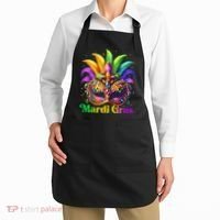 Mardi Gras Mask Feather Party Mardi Gras Carnival Mask Fleur De Lis Apron thumb 2