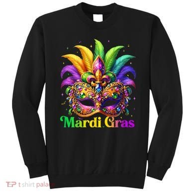 Mardi Gras Mask Feather Party Mardi Gras Carnival Mask Fleur De Lis Sweatshirt
