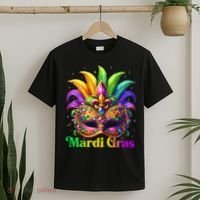 Mardi Gras Mask Feather Party Mardi Gras Carnival Mask Fleur De Lis T-Shirt thumb 2