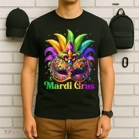 Mardi Gras Mask Feather Party Mardi Gras Carnival Mask Fleur De Lis T-Shirt thumb 6
