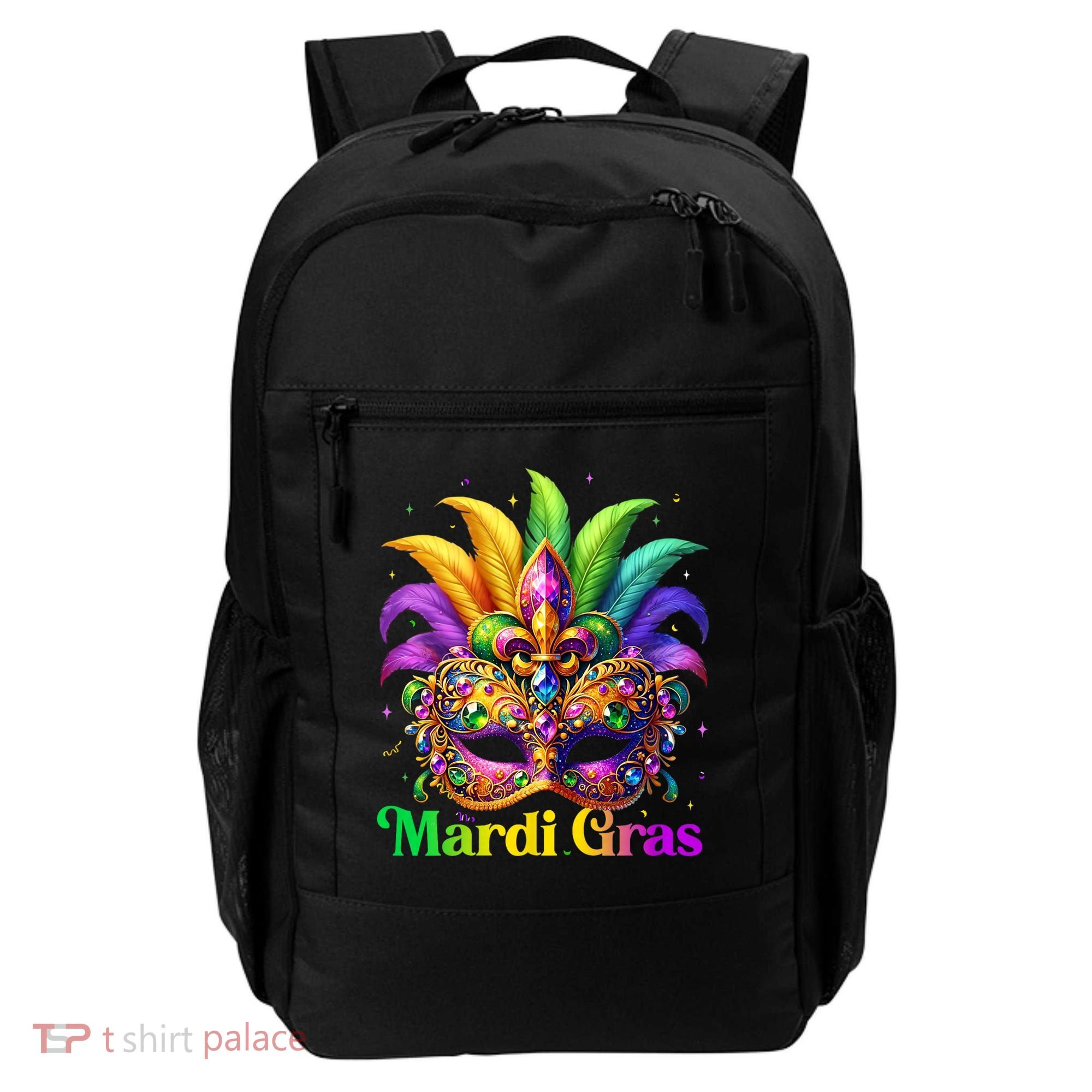 Mardi Gras Mask Feather Party Mardi Gras Carnival Mask Fleur De Lis Backpack