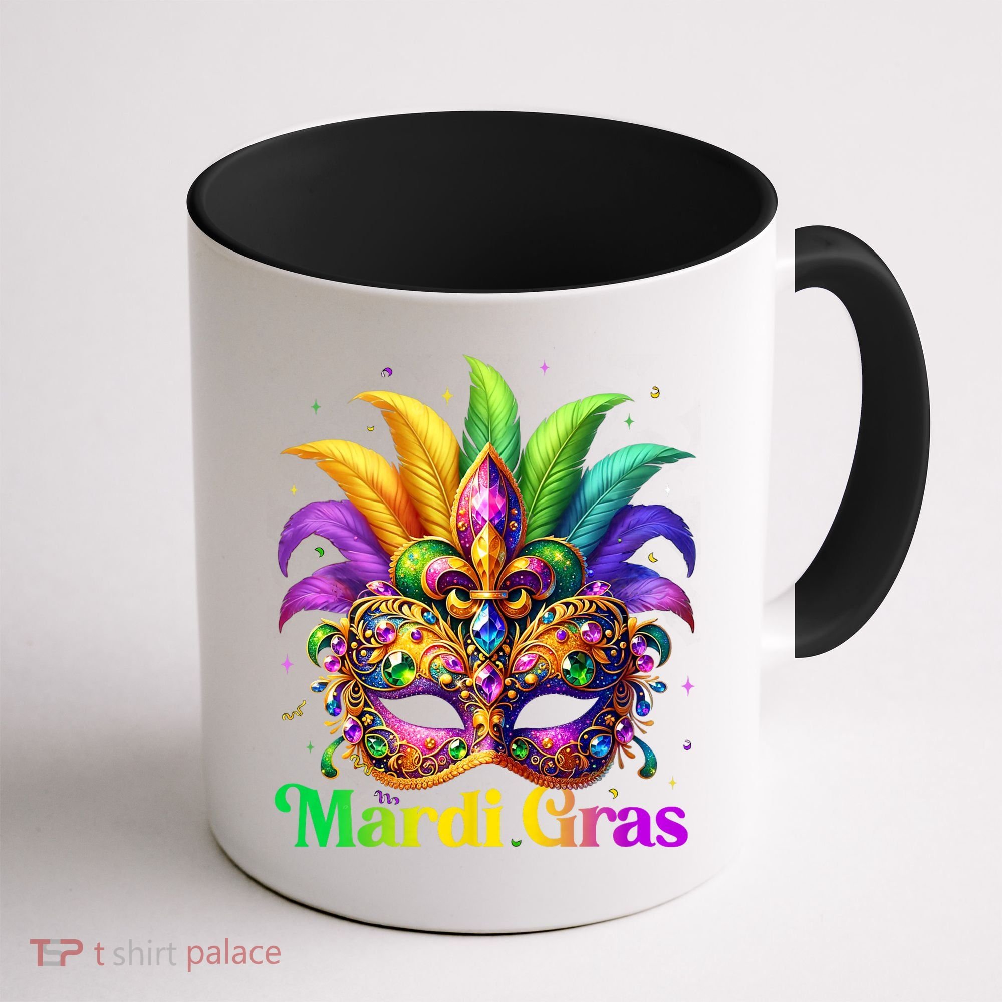 Mardi Gras Mask Feather Party Mardi Gras Carnival Mask Fleur De Lis Coffee Mug