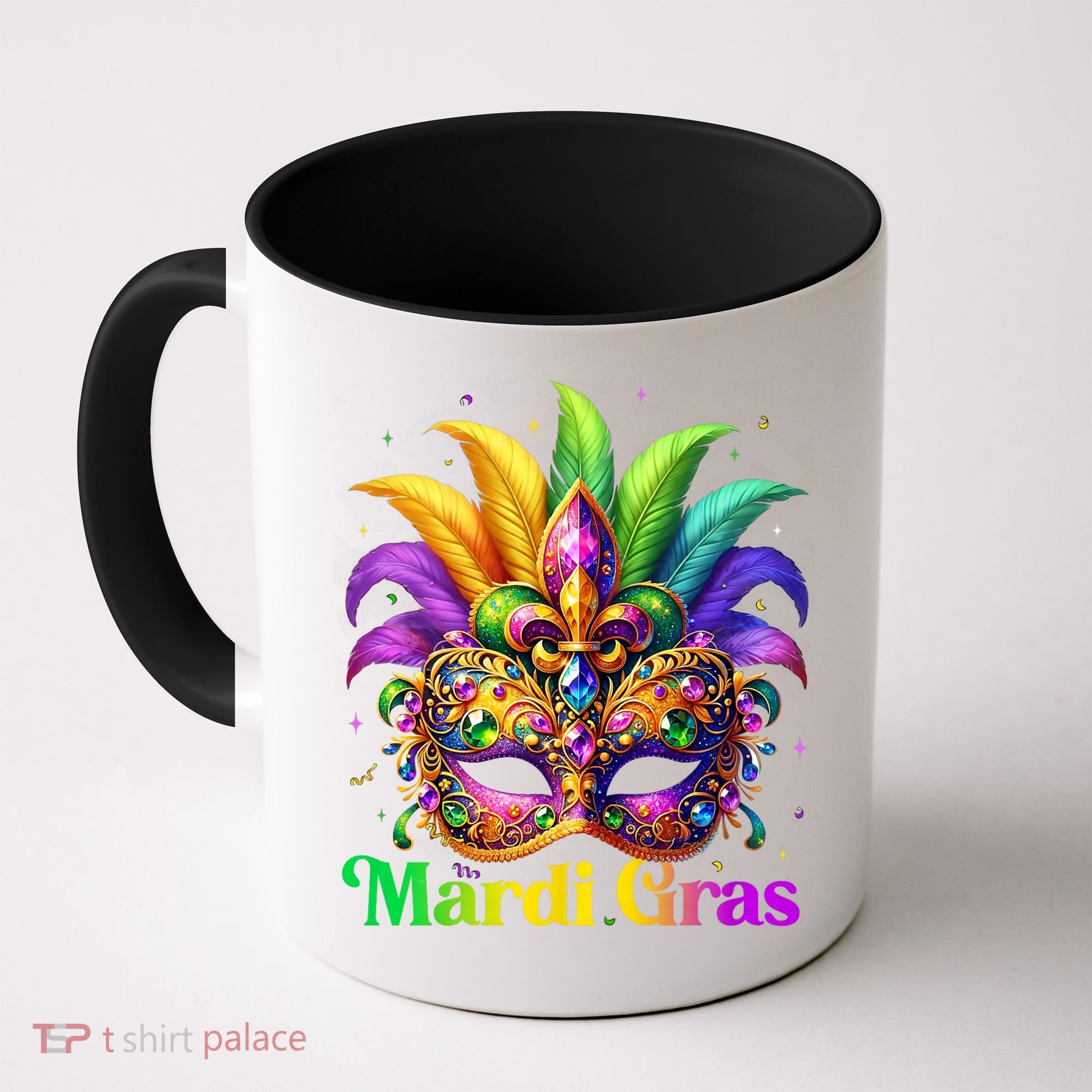 Mardi Gras Mask Feather Party Mardi Gras Carnival Mask Fleur De Lis Coffee Mug