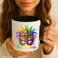 Mardi Gras Mask Feather Party Mardi Gras Carnival Mask Fleur De Lis Coffee Mug thumb 3