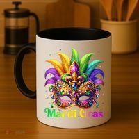 Mardi Gras Mask Feather Party Mardi Gras Carnival Mask Fleur De Lis Coffee Mug thumb 4