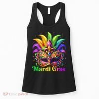 Mardi Gras Mask Feather Party Mardi Gras Carnival Mask Fleur De Lis Women's Tank Top thumb 0