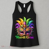 Mardi Gras Mask Feather Party Mardi Gras Carnival Mask Fleur De Lis Women's Tank Top thumb 3