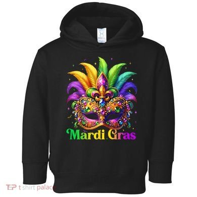 Mardi Gras Mask Feather Party Mardi Gras Carnival Mask Fleur De Lis Toddler Hoodie