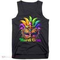 Mardi Gras Mask Feather Party Mardi Gras Carnival Mask Fleur De Lis Tank Top thumb 0