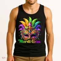Mardi Gras Mask Feather Party Mardi Gras Carnival Mask Fleur De Lis Tank Top thumb 3