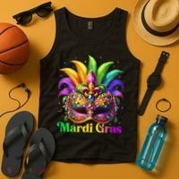 Mardi Gras Mask Feather Party Mardi Gras Carnival Mask Fleur De Lis Tank Top thumb 4