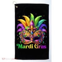 Mardi Gras Mask Feather Party Mardi Gras Carnival Mask Fleur De Lis Golf Towel thumb 0