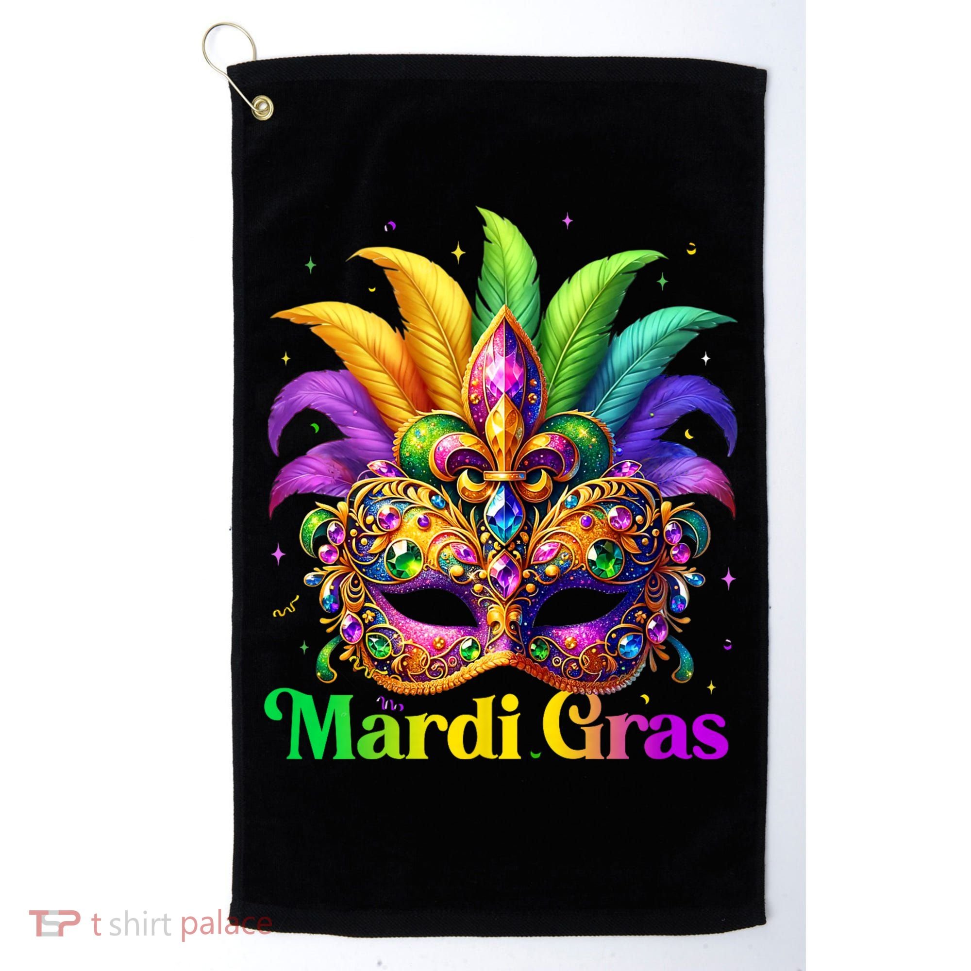 Mardi Gras Mask Feather Party Mardi Gras Carnival Mask Fleur De Lis Golf Towel