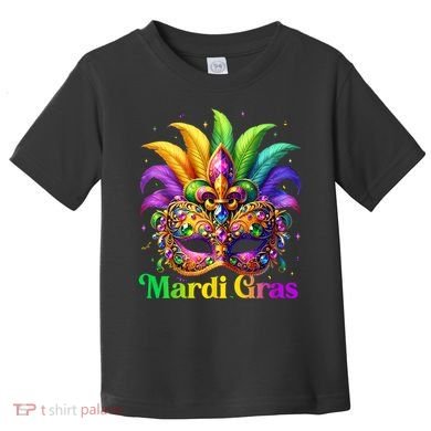 Mardi Gras Mask Feather Party Mardi Gras Carnival Mask Fleur De Lis Toddler T-Shirt