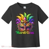 Mardi Gras Mask Feather Party Mardi Gras Carnival Mask Fleur De Lis Toddler T-Shirt thumb 0