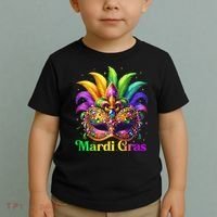 Mardi Gras Mask Feather Party Mardi Gras Carnival Mask Fleur De Lis Toddler T-Shirt thumb 2