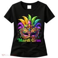 Mardi Gras Mask Feather Party Mardi Gras Carnival Mask Fleur De Lis Women's T-Shirt thumb 0