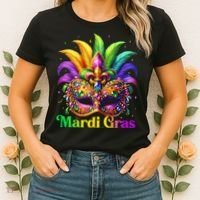 Mardi Gras Mask Feather Party Mardi Gras Carnival Mask Fleur De Lis Women's T-Shirt thumb 2