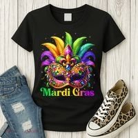 Mardi Gras Mask Feather Party Mardi Gras Carnival Mask Fleur De Lis Women's T-Shirt thumb 3