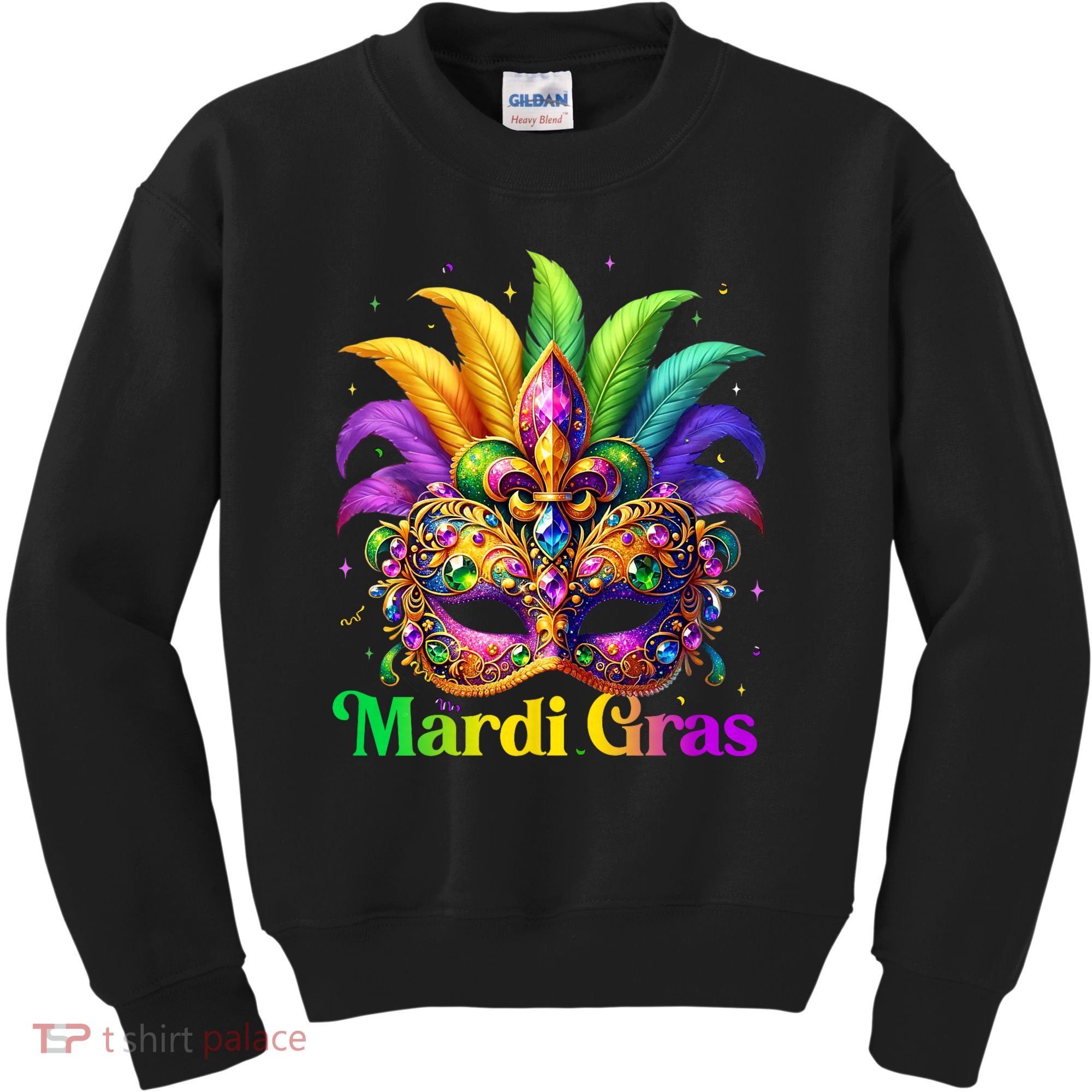 Mardi Gras Mask Feather Party Mardi Gras Carnival Mask Fleur De Lis Kids Sweatshirt