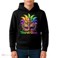 Mardi Gras Mask Feather Party Mardi Gras Carnival Mask Fleur De Lis Kids Hoodie thumb 4