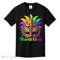 Mardi Gras Mask Feather Party Mardi Gras Carnival Mask Fleur De Lis Kids T-Shirt thumb 0