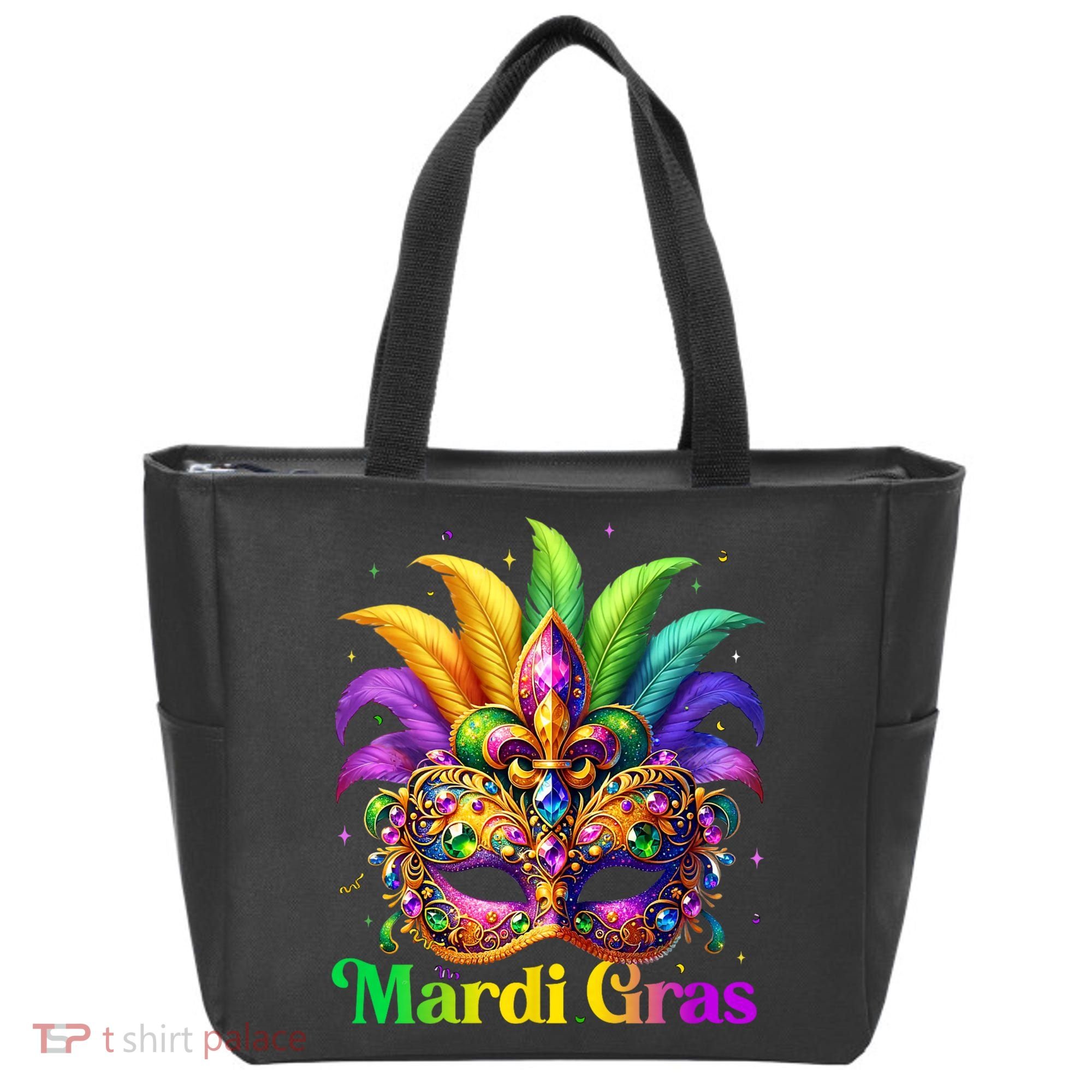 Mardi Gras Mask Feather Party Mardi Gras Carnival Mask Fleur De Lis Tote Bag