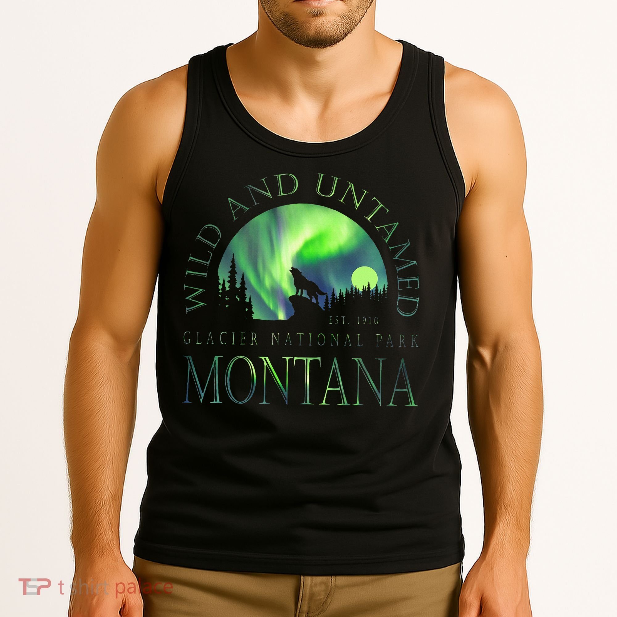 Montana Glacier National Park Northern Lights Tank Top