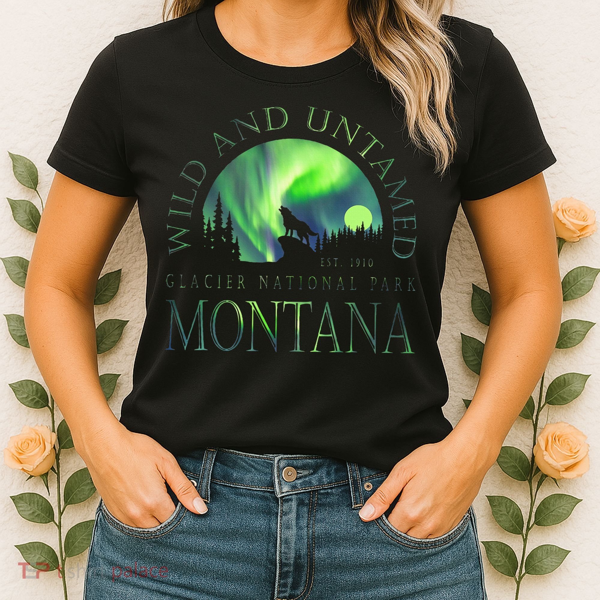 Montana Glacier National Park Northern Lights Women's T-Shirt